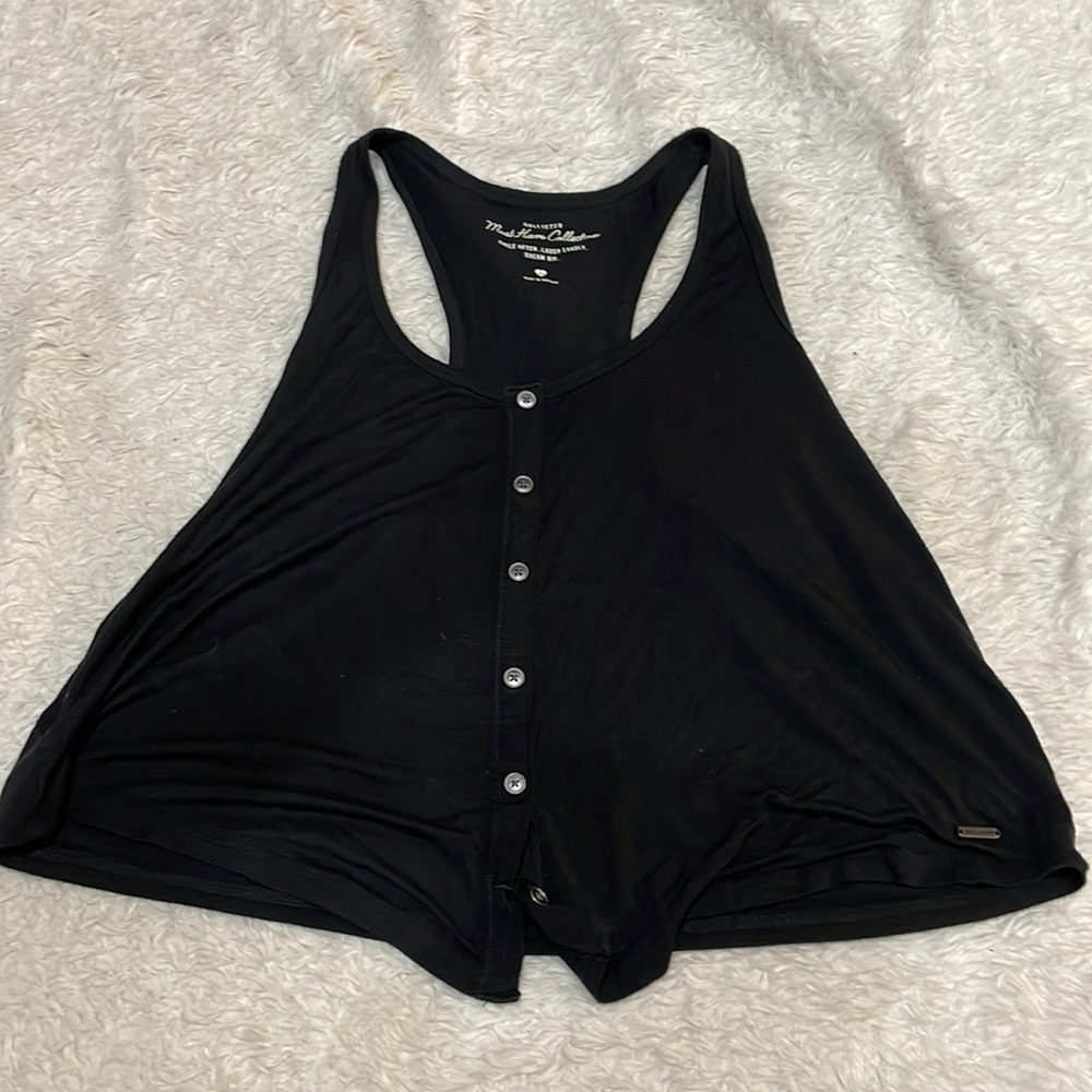 Hollister black tank top buttom detailing